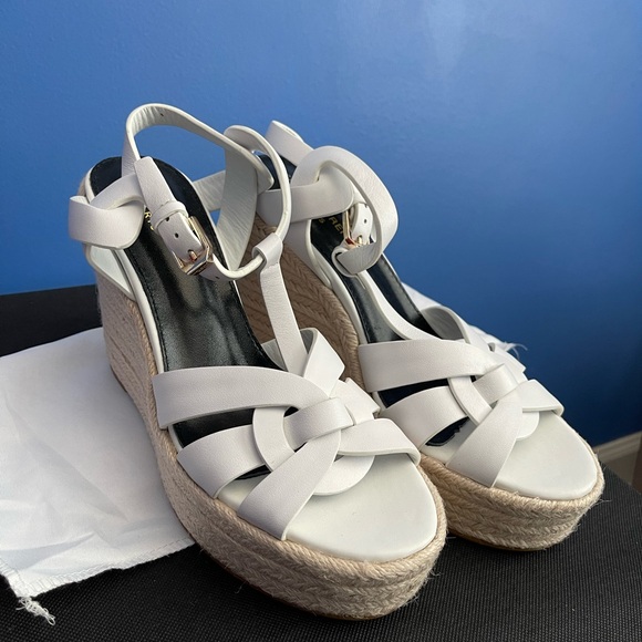 YSL Saint Laurent TRIBUTE ESPADRILLES WEDGE in White - Picture 5 of 5